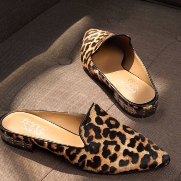 leopard calf hair mules